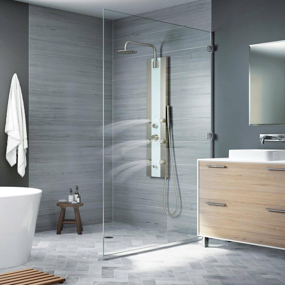 Tropicana 6-Jet Shower System in White Glass