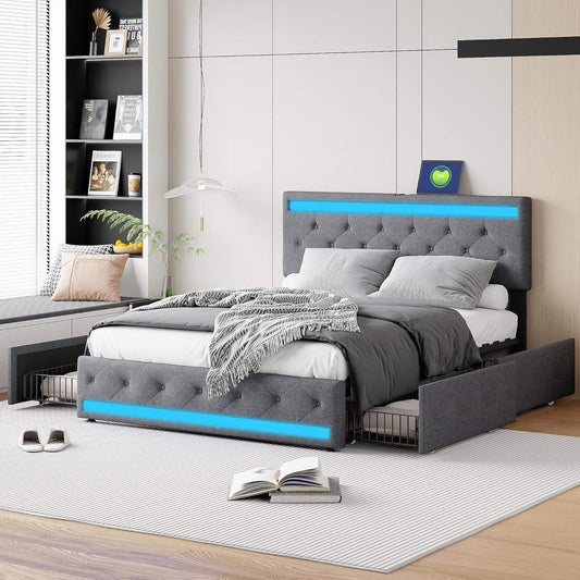 TruComfort Luminara Smart Bed – RGB LED Lighting & Built-In Storage