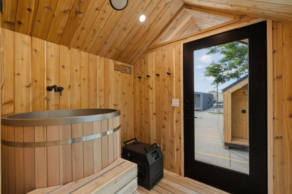 Sweaty Yeti Sauna Plus Barrel Plunge | 6–8 Person Outdoor Cabin