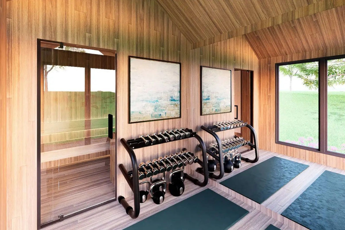 Sweaty Yeti Fit Outdoor Cabin with 4–6 Person Cedar Sauna & Workout Room