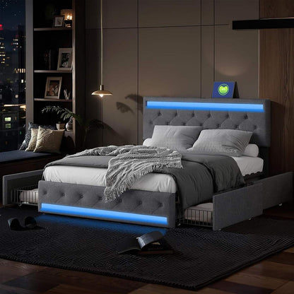 TruComfort Luminara Smart Bed – RGB LED Lighting & Built-In Storage