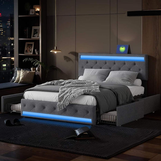 TruComfort Luminara Smart Bed – RGB LED Lighting & Built-In Storage