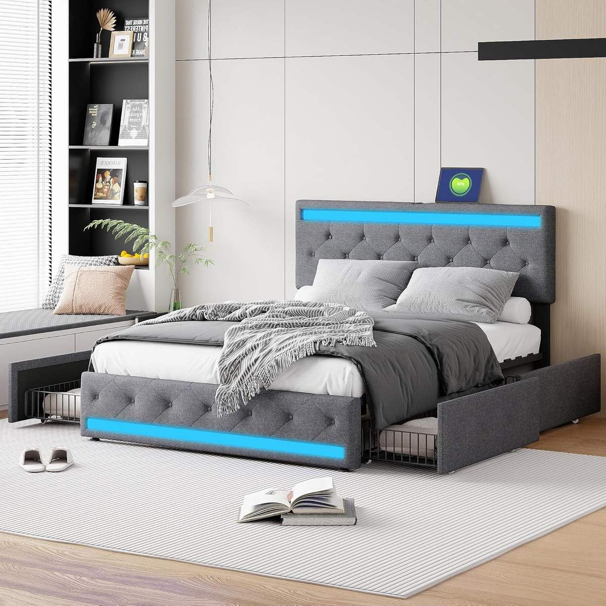 TruComfort Luminara Smart Bed – RGB LED Lighting & Built-In Storage