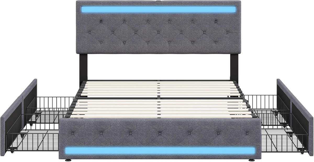 TruComfort Luminara Smart Bed – RGB LED Lighting & Built-In Storage