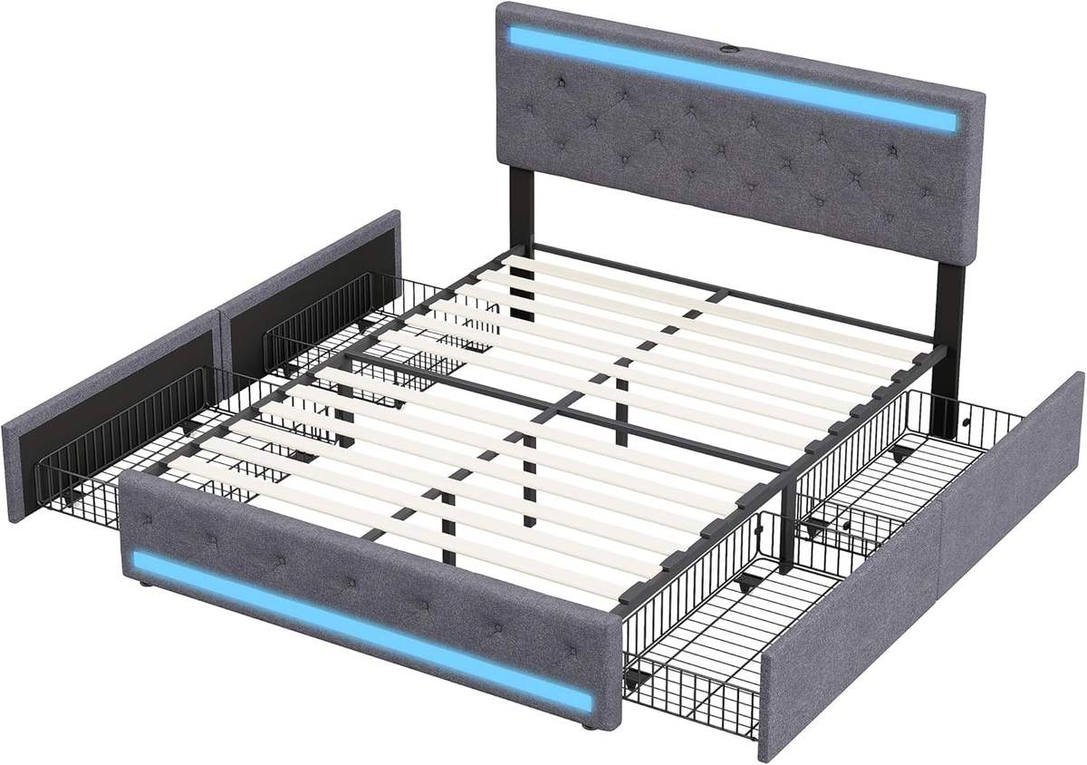 TruComfort Luminara Smart Bed – RGB LED Lighting & Built-In Storage